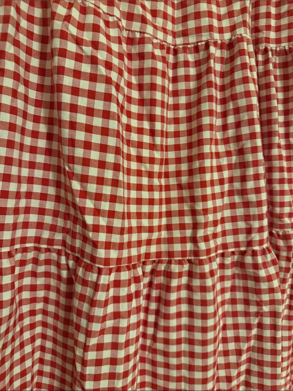 Red Gingham Tiered Midi Skirt - Picture 2 of 4